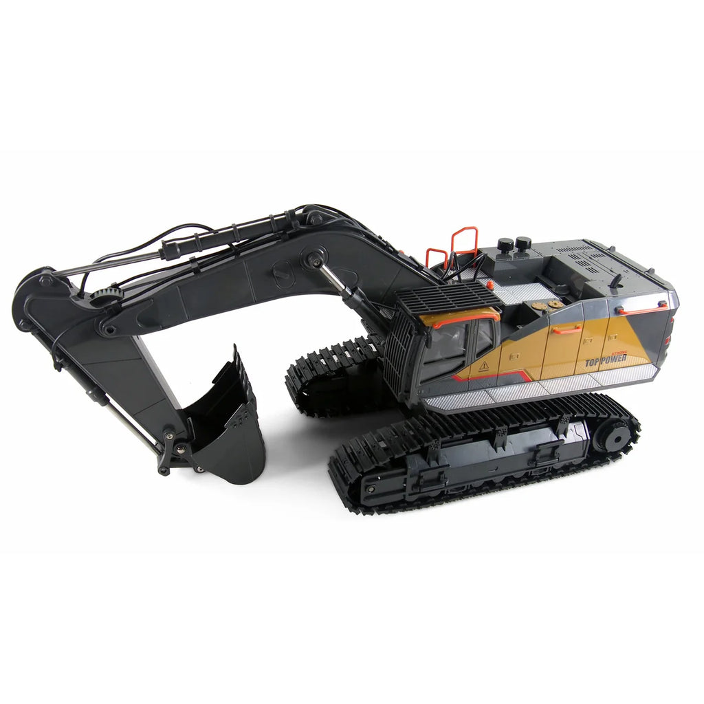 Amewi ACV730 Raupenbagger anthrazit/gelb 22431 im Maßstab 1:14 Baumaschine RTR – Seitenansicht