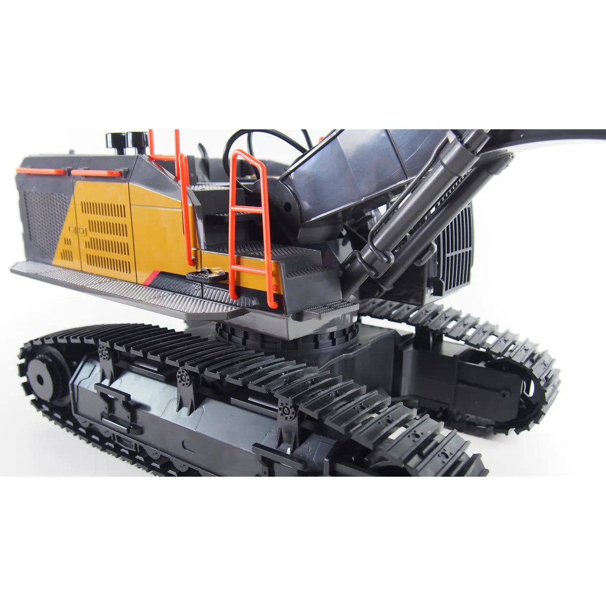 Amewi ACV730 Raupenbagger anthrazit/gelb 22431 im Maßstab 1:14 Baumaschine RTR – Seitenansicht