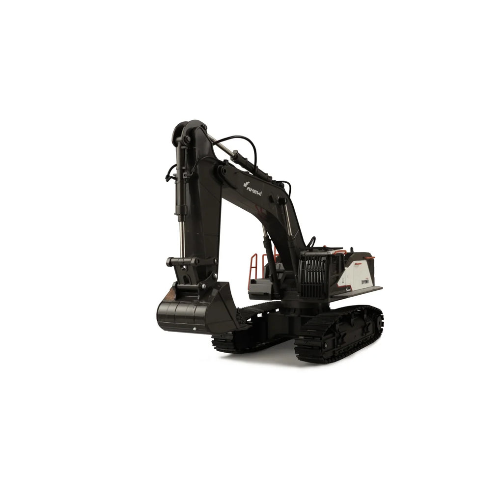 Amewi ACV730 V2 Raupenbagger weiß 22499 im Maßstab 1:14 Baumaschine RTR – Seitenansicht mit Schaufel, Raupenfahrwerk, Kabine