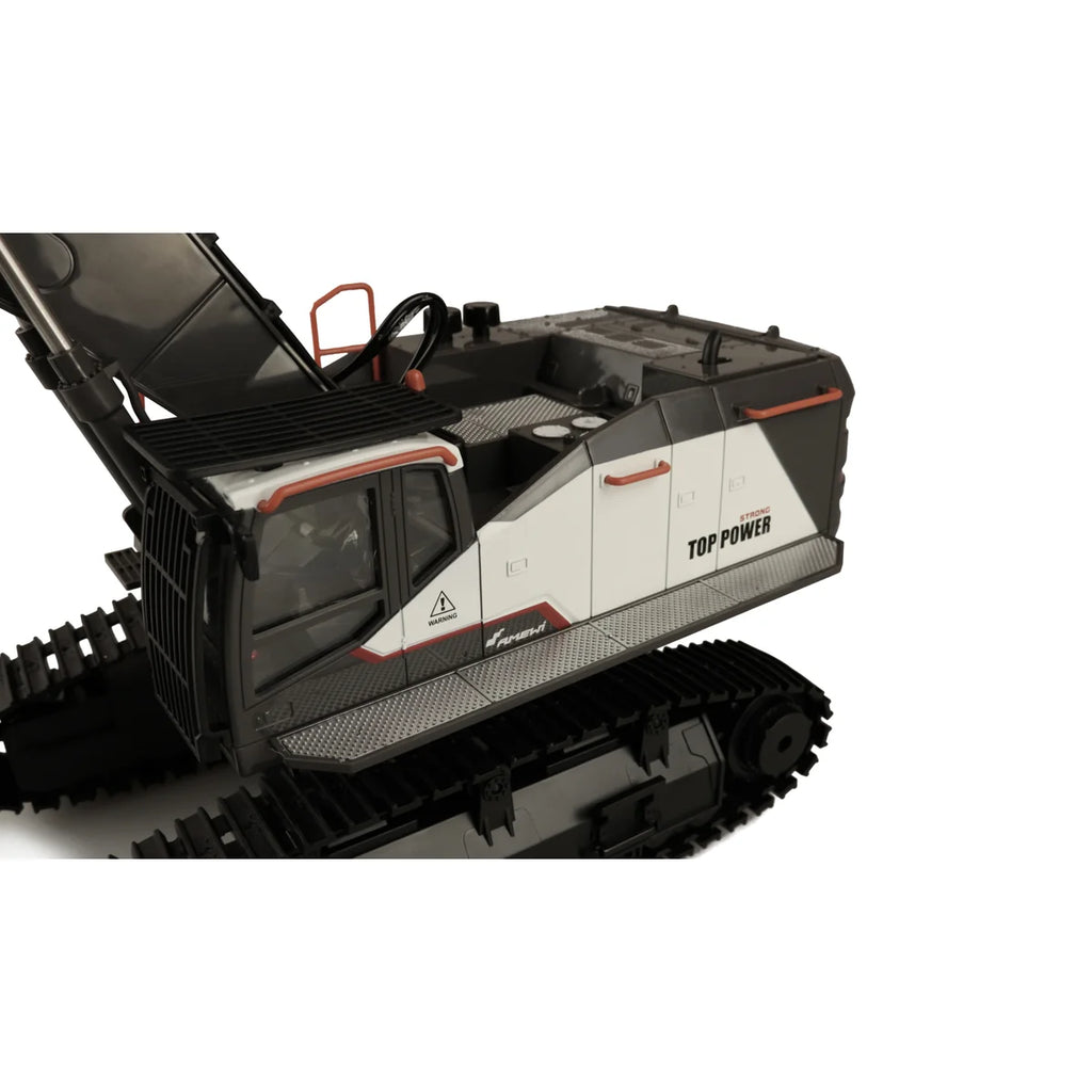 Amewi ACV730 V2 Raupenbagger weiß 22499 im Maßstab 1:14 Baumaschine RTR – Seitenansicht