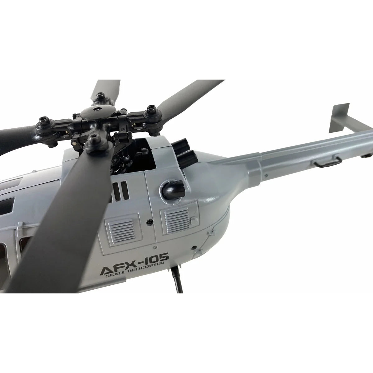 Amewi AFX-105 Helikopter 4-Kanal 6G 25319 Helikopter RTF – Seitenansicht mit Rotorblättern und Heckrotor