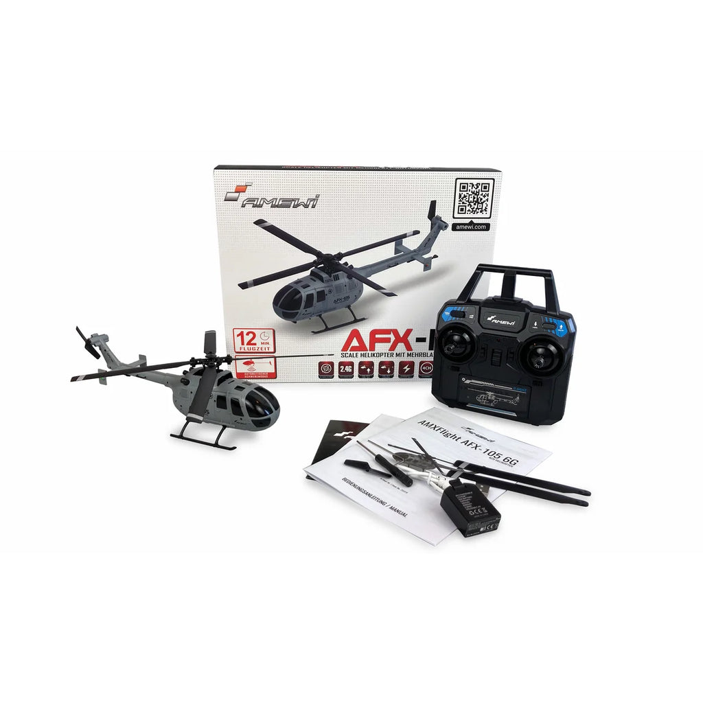 Amewi AFX-105 Helikopter 4-Kanal 6G 25319 Helikopter RTF – Lieferumfang und Zubehör