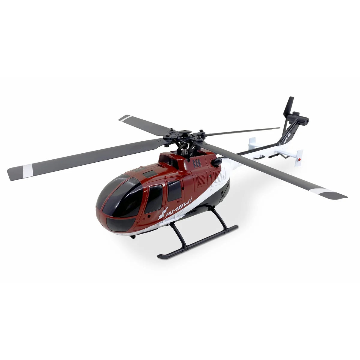 Amewi AFX-105 X Helikopter 4-Kanal 6G 25320 Helikopter RTF – Seitenansicht mit grauem Rotor und roten Details