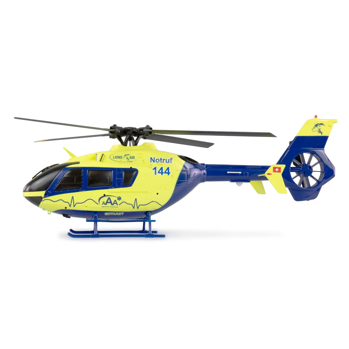 Amewi AFX-135 PRO Alpine Air Ambulance Helikopter 6-Kanal 6G 25341 im Maßstab 1:32 Helikopter RTF – Seitenansicht