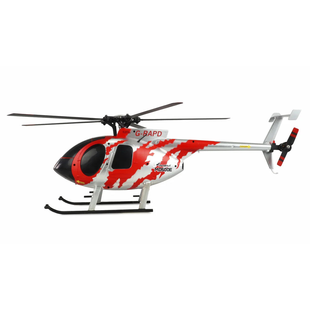 Amewi AFX MD500E Zivil Helikopter brushless 4-Kanal 6G rot/silber 25334 Helikopter RTF – Seitenansicht