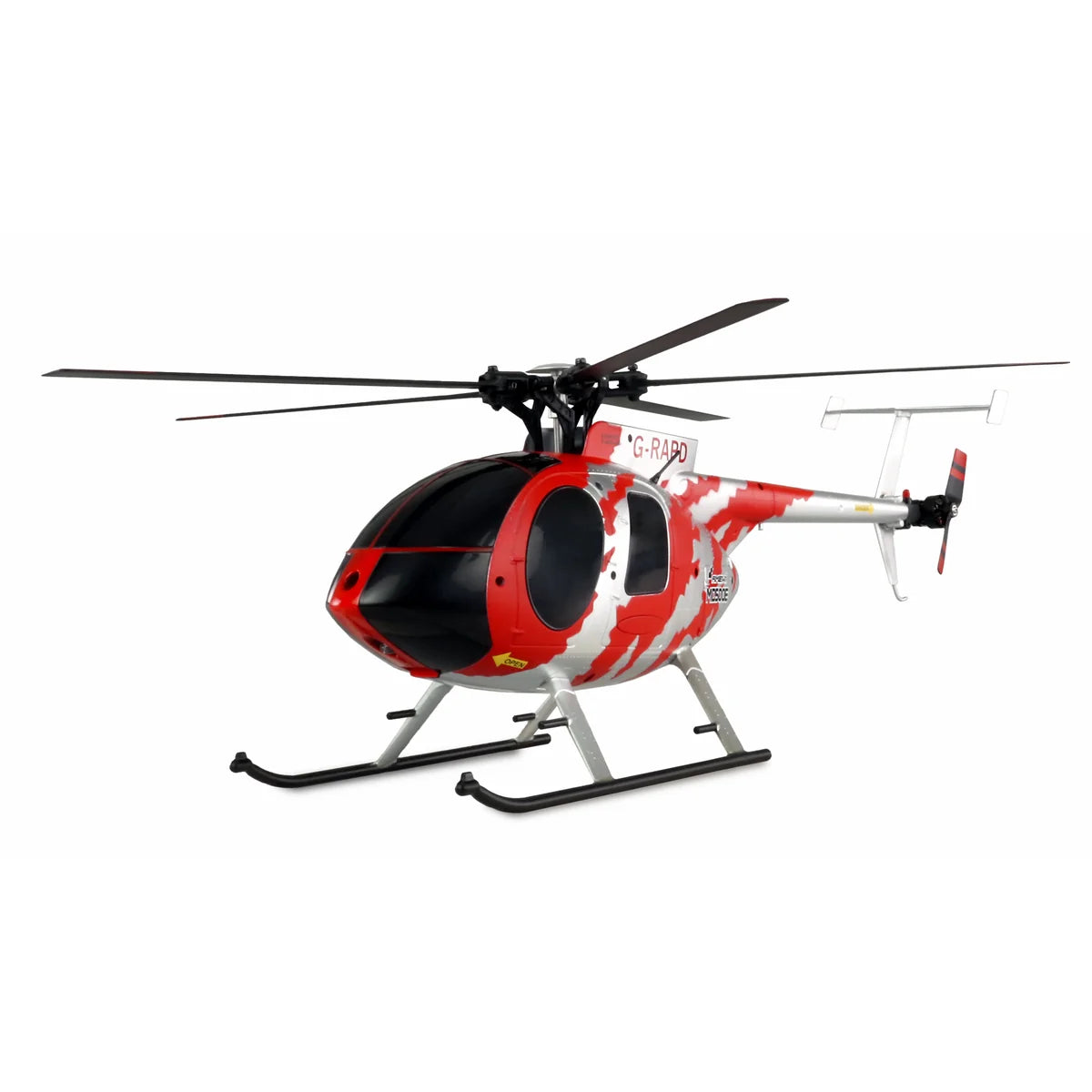 Amewi AFX MD500E Zivil Helikopter brushless 4-Kanal 6G rot/silber 25334 Helikopter RTF – Seitenansicht
