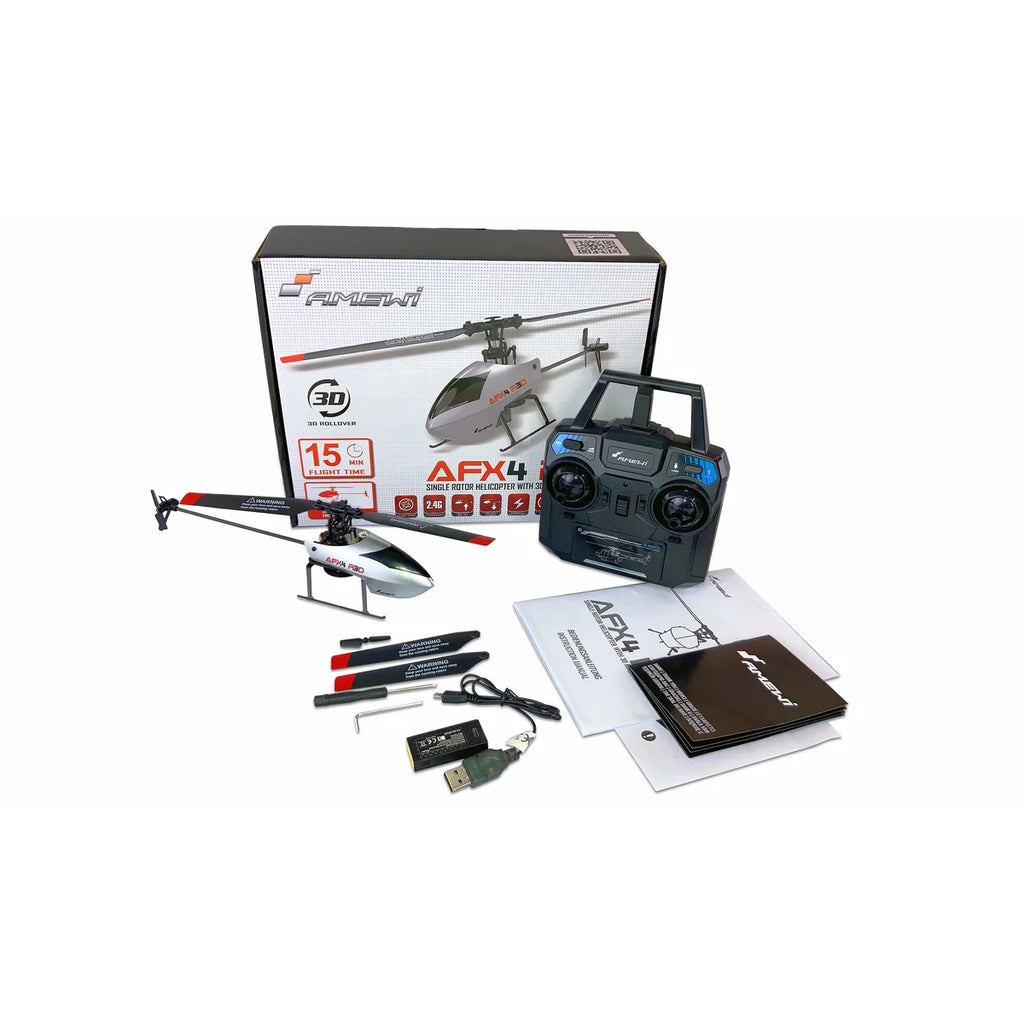 Amewi AFX4 R3D Single-Rotor-Helikopter 4-Kanal 6G 25329 Helikopter RTF – Lieferumfang und Zubehör