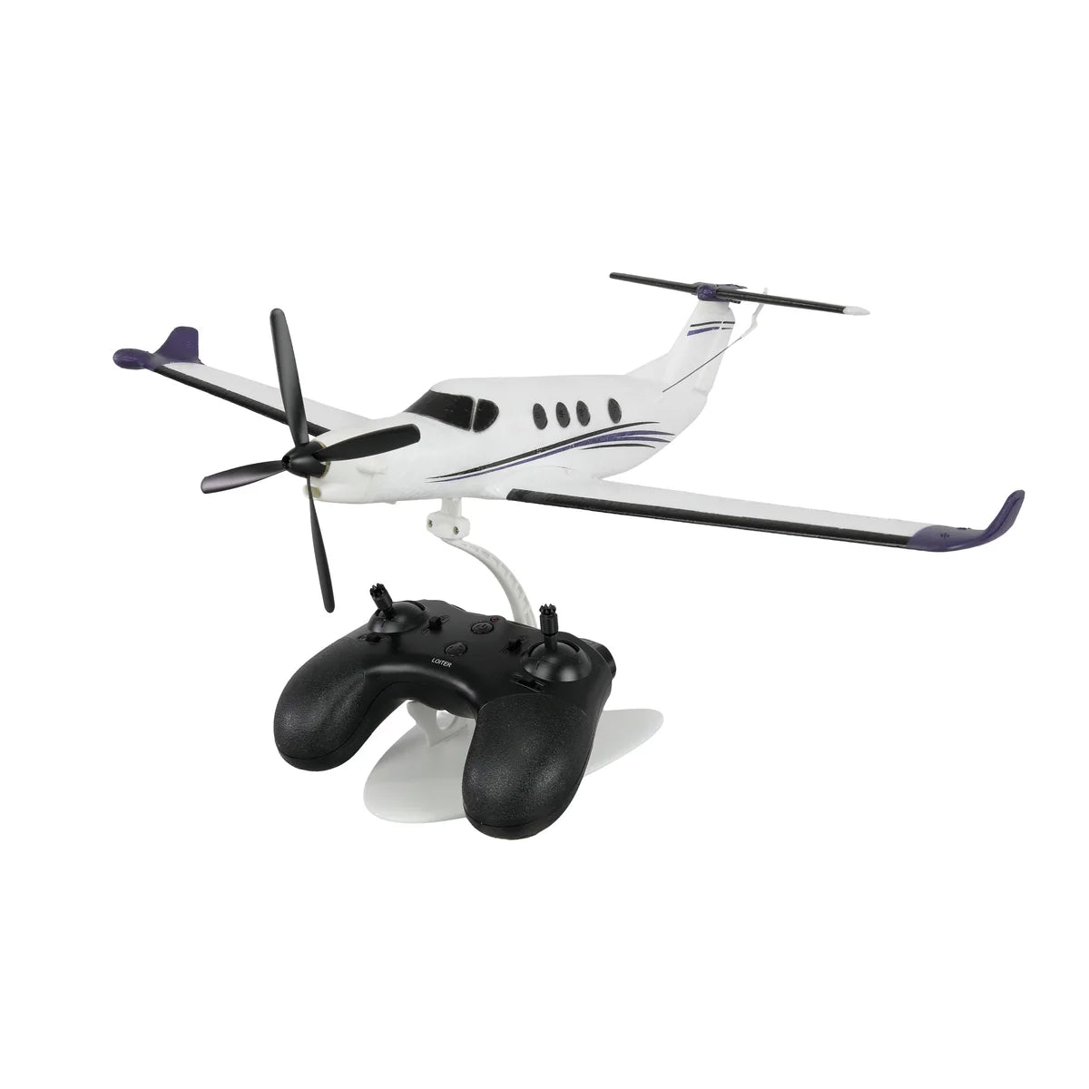 Amewi AMXFlight AM-12 450mm 6G/3D 6-Kanal 24149 Flugzeug RTF – Seitenansicht mit Fernsteuerung und Ständer, Profil