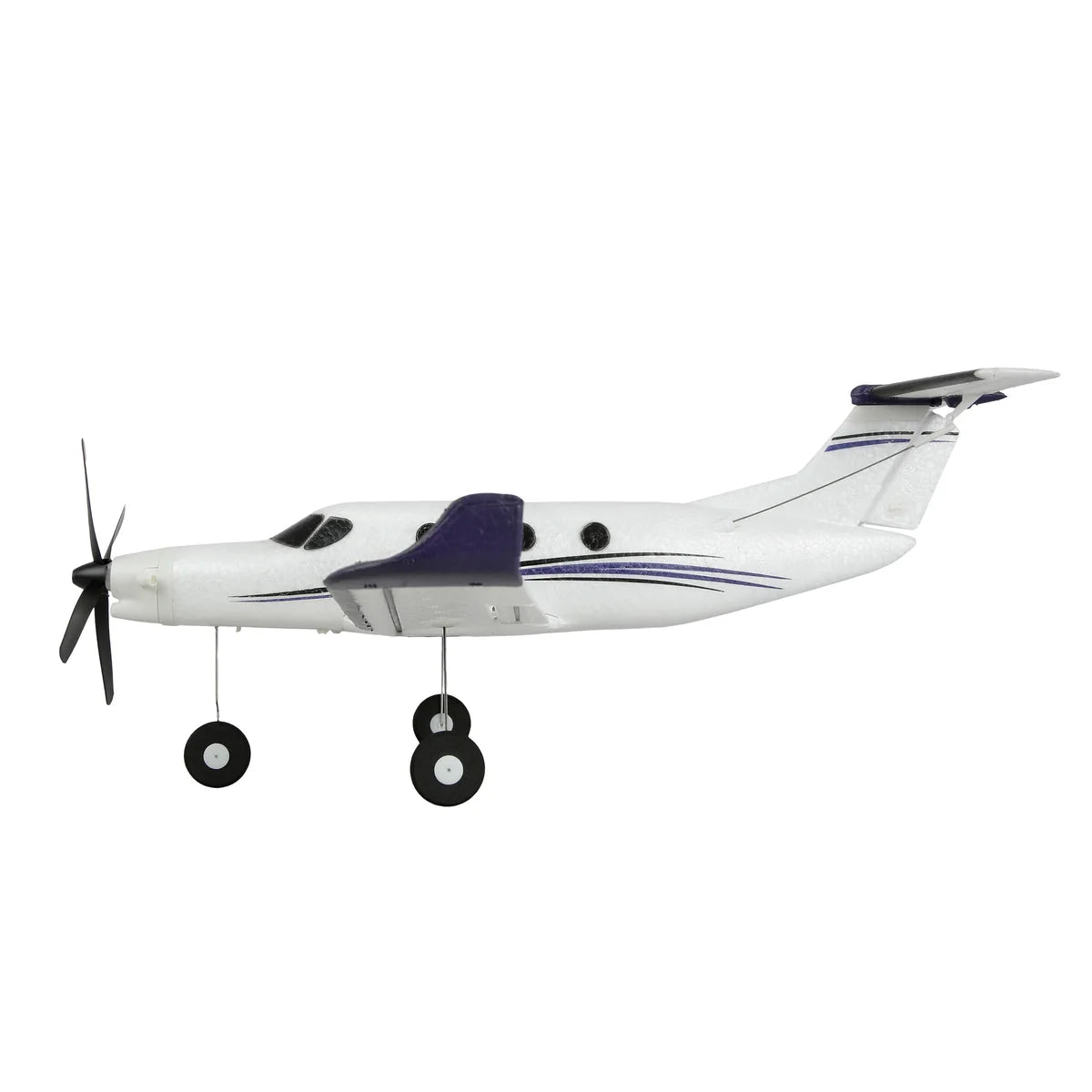 Amewi AMXFlight AM-12 450mm 6G/3D 6-Kanal 24149 Flugzeug RTF – Seitenansicht mit Propeller und Fahrwerk