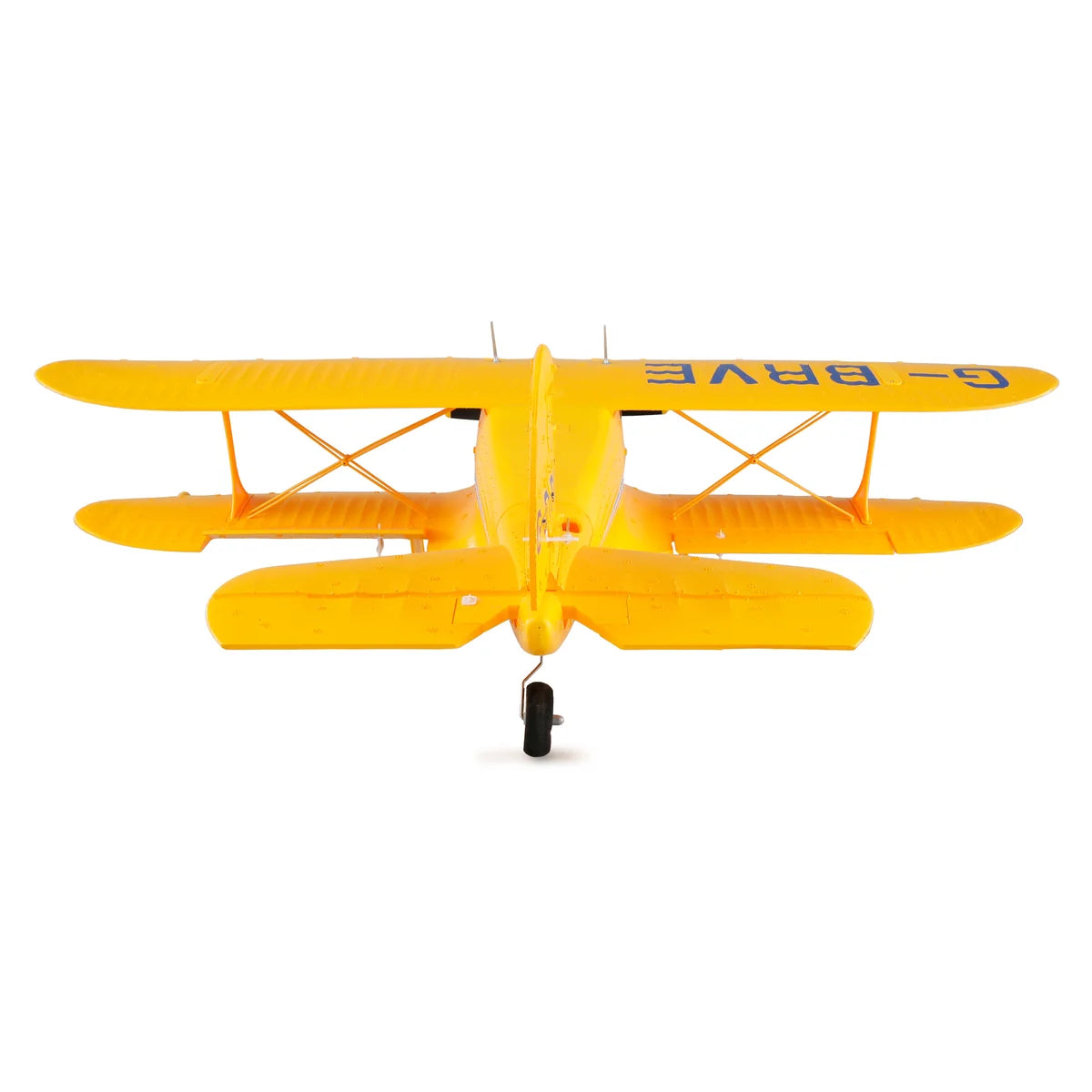 Amewi AMXFlight Beech D17s Doppeldecker 3D/6G Gelb 24144 Flugzeug RTF – Draufsicht mit drei Tragflächen und Fahrwerk