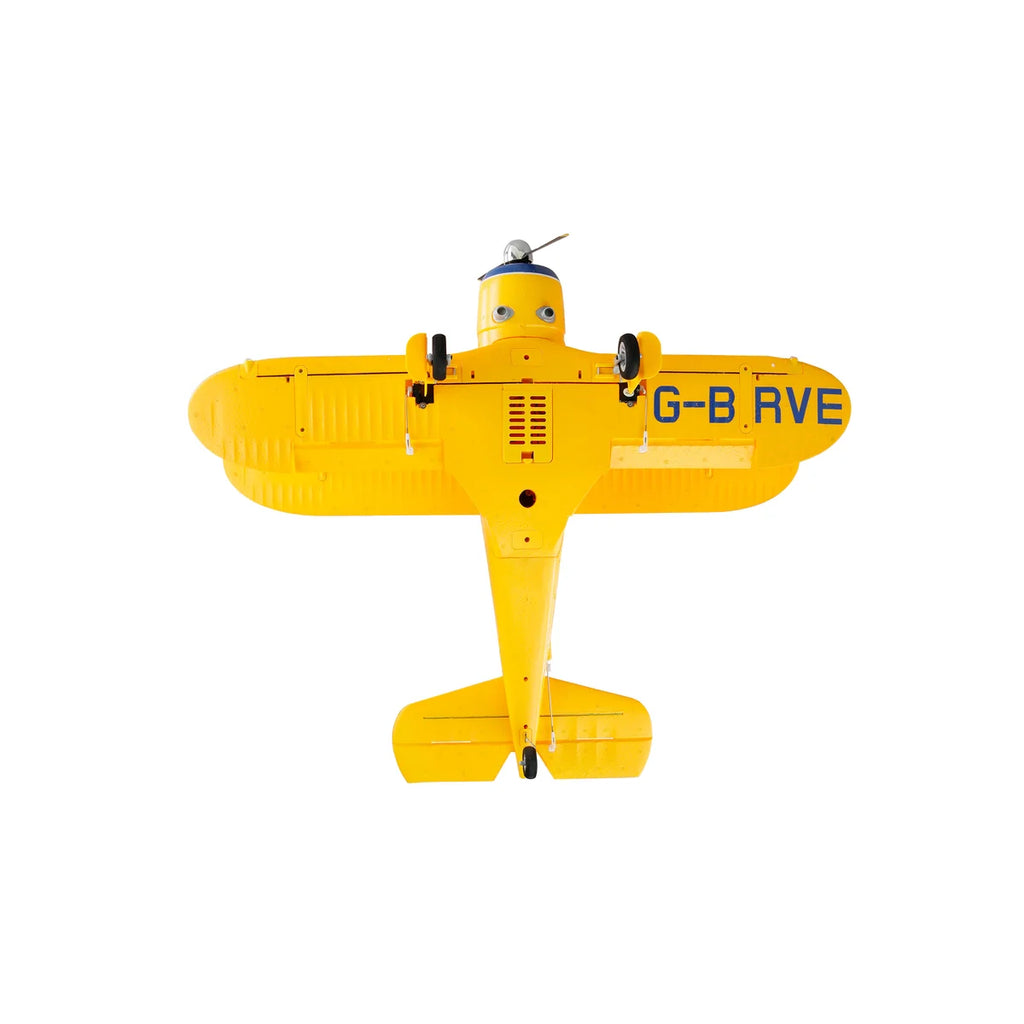 Amewi AMXFlight Beech D17s Doppeldecker 3D/6G Gelb 24144 Flugzeug RTF – Draufsicht gelbes Flugzeug mit Registrierung G-B RVE