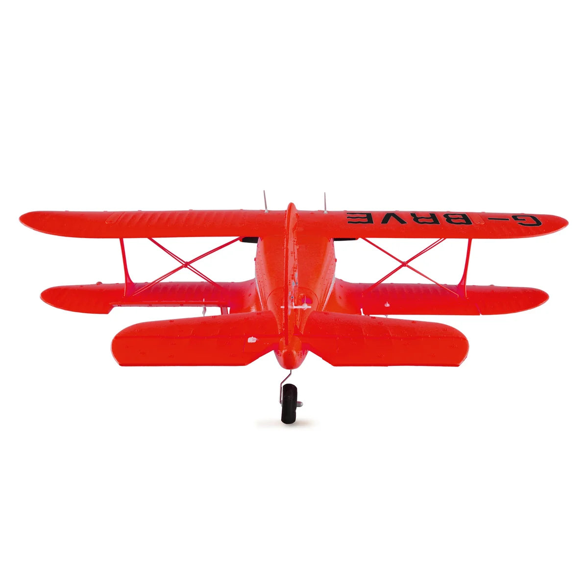 Amewi AMXFlight Beech D17s Doppeldecker 3D/6G Rot 24143 Flugzeug RTF – Draufsicht rotes Doppeldeckerflugzeug von oben