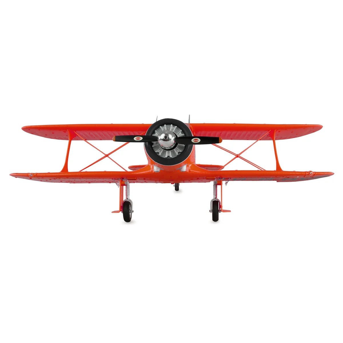 Amewi AMXFlight Beech D17s Doppeldecker 3D/6G Rot 24143 Flugzeug RTF – Draufsicht mit rotem Doppeldecker und Fahrwerk