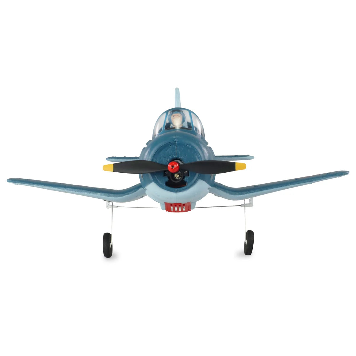 Amewi AMXFlight Cartoon Corsair F4U 4-Kanal 3D/6G 24126 Flugzeug RTF – Frontansicht mit ausgefahrenem Fahrwerk von vorn