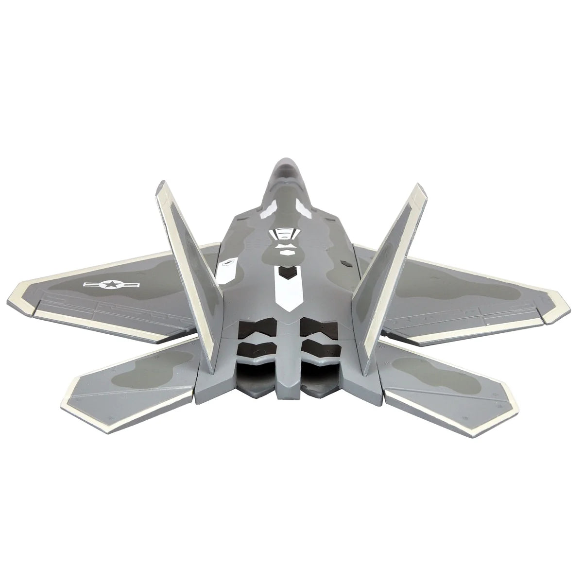 Amewi AMXFlight F-22 Raptor Jet EPO grau 24117 Flugzeug PNP – Draufsicht Kampfjet mit ausgefahrenen Flügeln