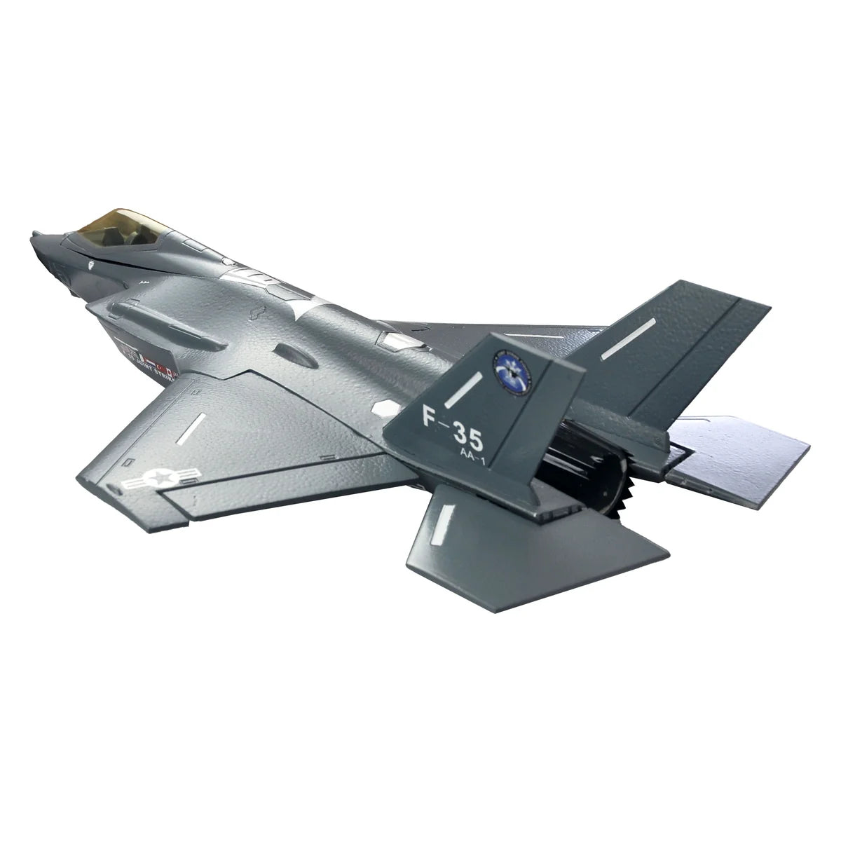 Amewi AMXFlight F-35 Jet EPO grau 24116 Flugzeug PNP – Draufsicht mit ausgefahrenen Tragflächen und Leitwerk