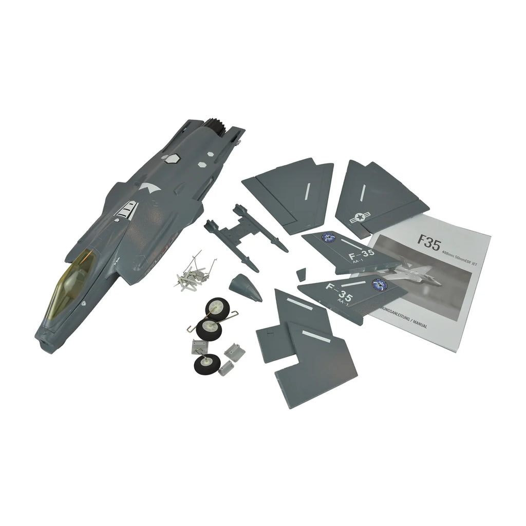 Amewi AMXFlight F-35 Jet EPO grau 24116 Flugzeug PNP – Lieferumfang und Zubehör Flugzeug-Modell mit Einzelteilen ausgelegt