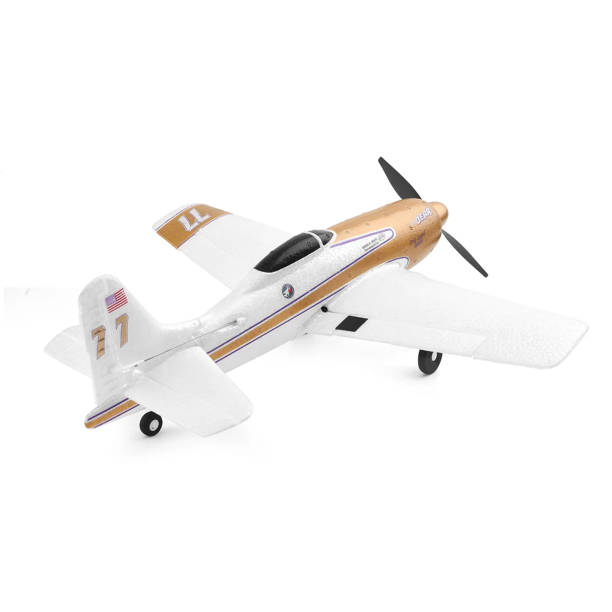 Amewi AMXFlight F8F Rare Bear 4-Kanal 3D/6G 24113 Flugzeug RTF – Seitenansicht mit Propeller, Fahrwerk, weißer Lackierung