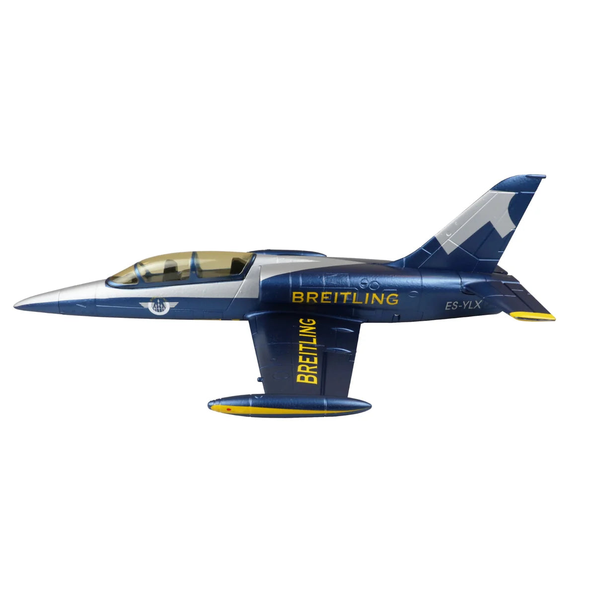 Amewi AMXFlight L-39 Albatros V2 EPO 24095 Flugzeug PNP – Seitenansicht mit Triebwerk, blau-gelbe Lackierung