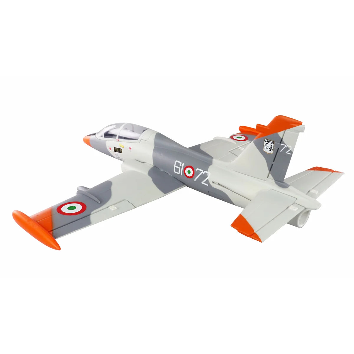 Amewi AMXFlight MB-339 820mm EDF Jet 24129 Flugzeug PNP – Draufsicht mit orange-grauem Farbschema und Kennzeichnungen