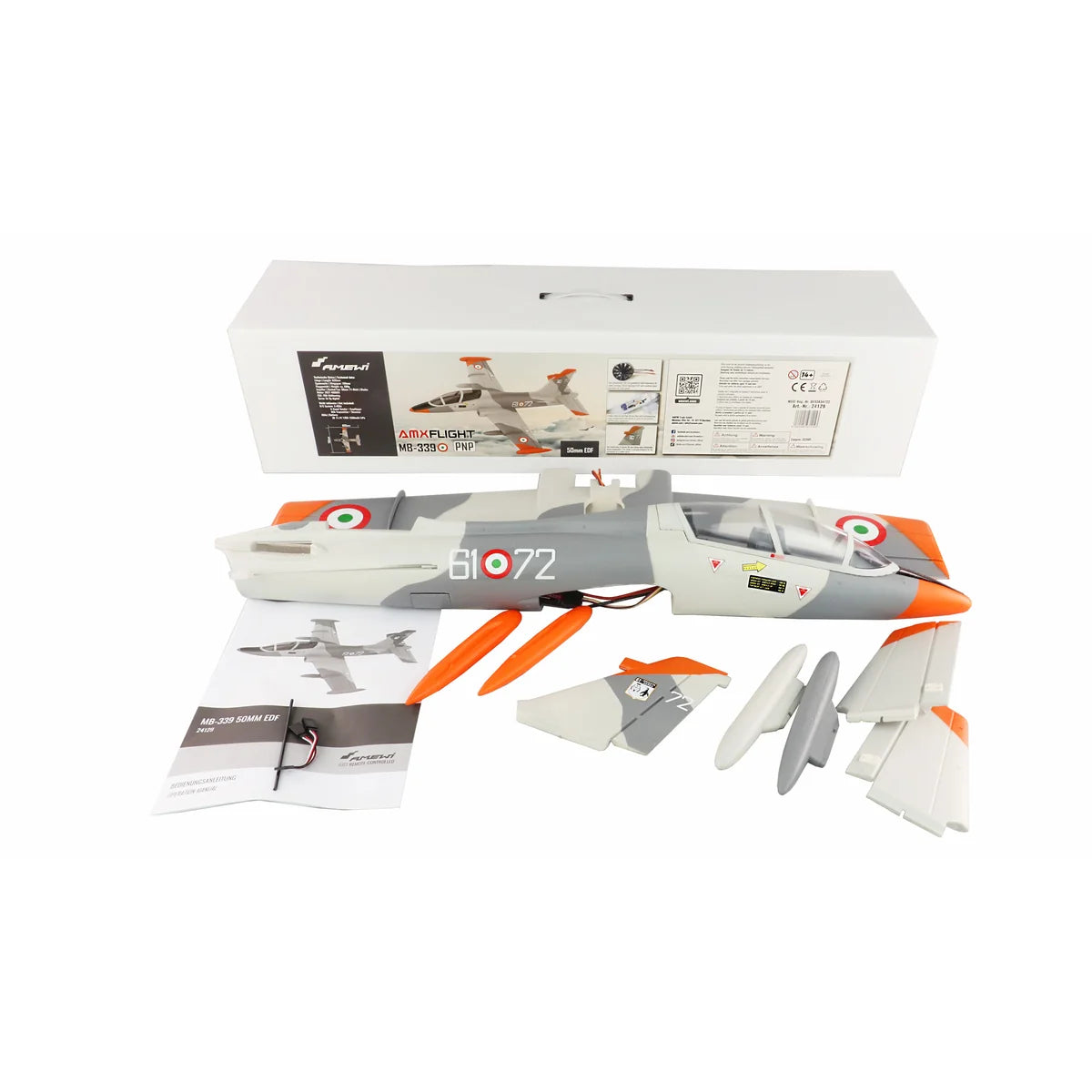 Amewi AMXFlight MB-339 820mm EDF Jet 24129 Flugzeug PNP – Lieferumfang und Zubehör