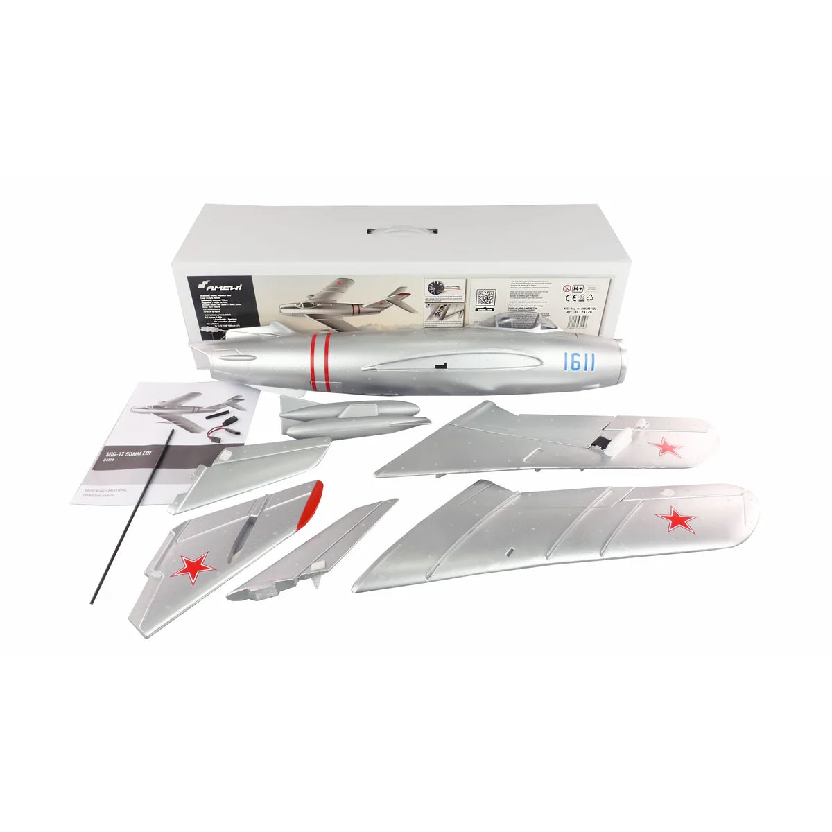Amewi AMXFlight MIG-17 730mm EDF Jet 24128 Flugzeug PNP – Lieferumfang und Zubehör