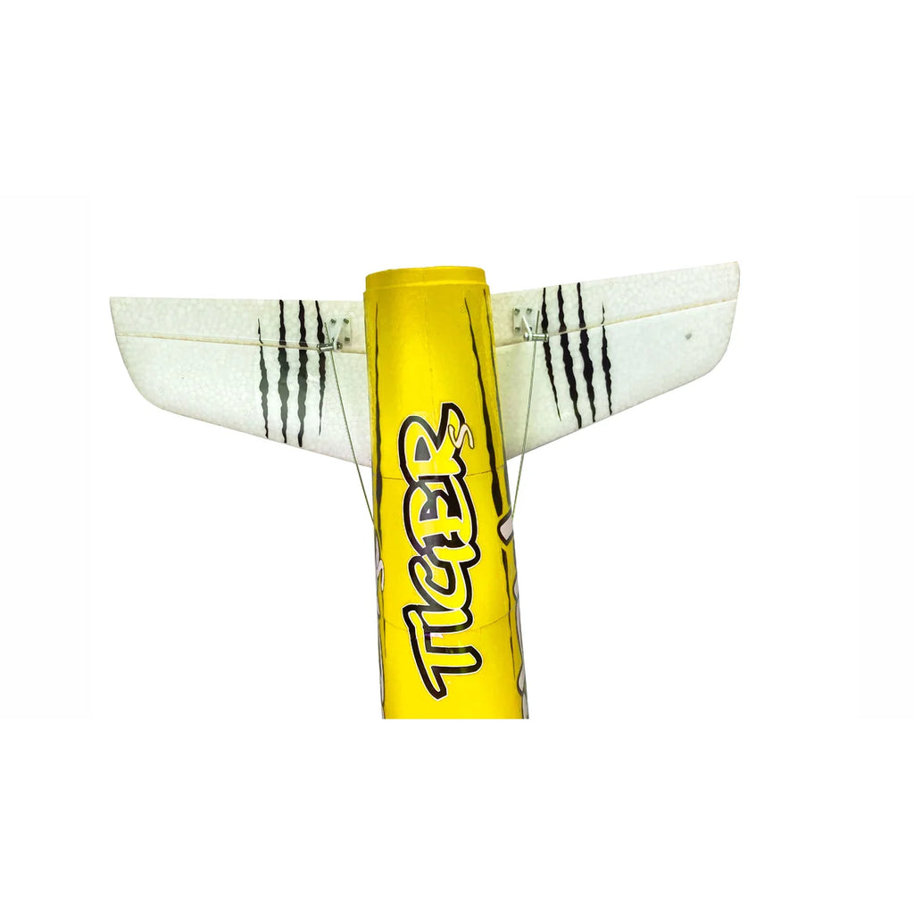 Amewi AMXFlight Tiger S Jet 55mm EDF gelb 24094 Flugzeug PNP – Draufsicht mit gelben Rumpf und weißen Flügeln
