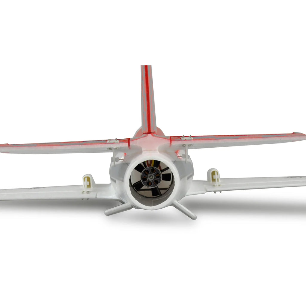 Amewi AMXFlight Viper Hpat Jet 717mm EPO 24093 Flugzeug PNP – Frontansicht mit Propeller und Fahrwerk, rot-weiße Lackierung