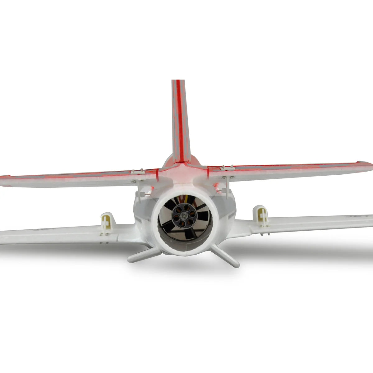 Amewi AMXFlight Viper Hpat Jet 717mm EPO 24093 Flugzeug PNP – Frontansicht mit Propeller und Fahrwerk, rot-weiße Lackierung