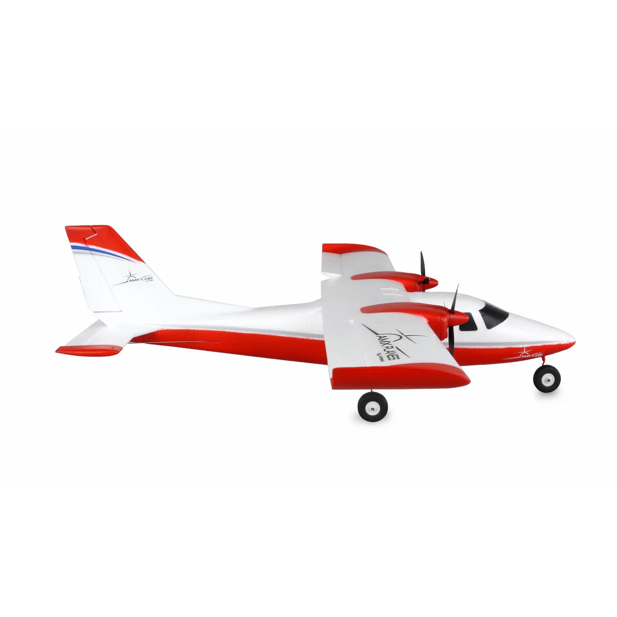 Amewi AMXPlanes P68 Hochdecker 850mm Rot 24132 Flugzeug PNP – Seitenansicht Modellflugzeug rot-weiß, Hochdecker-Konfiguration