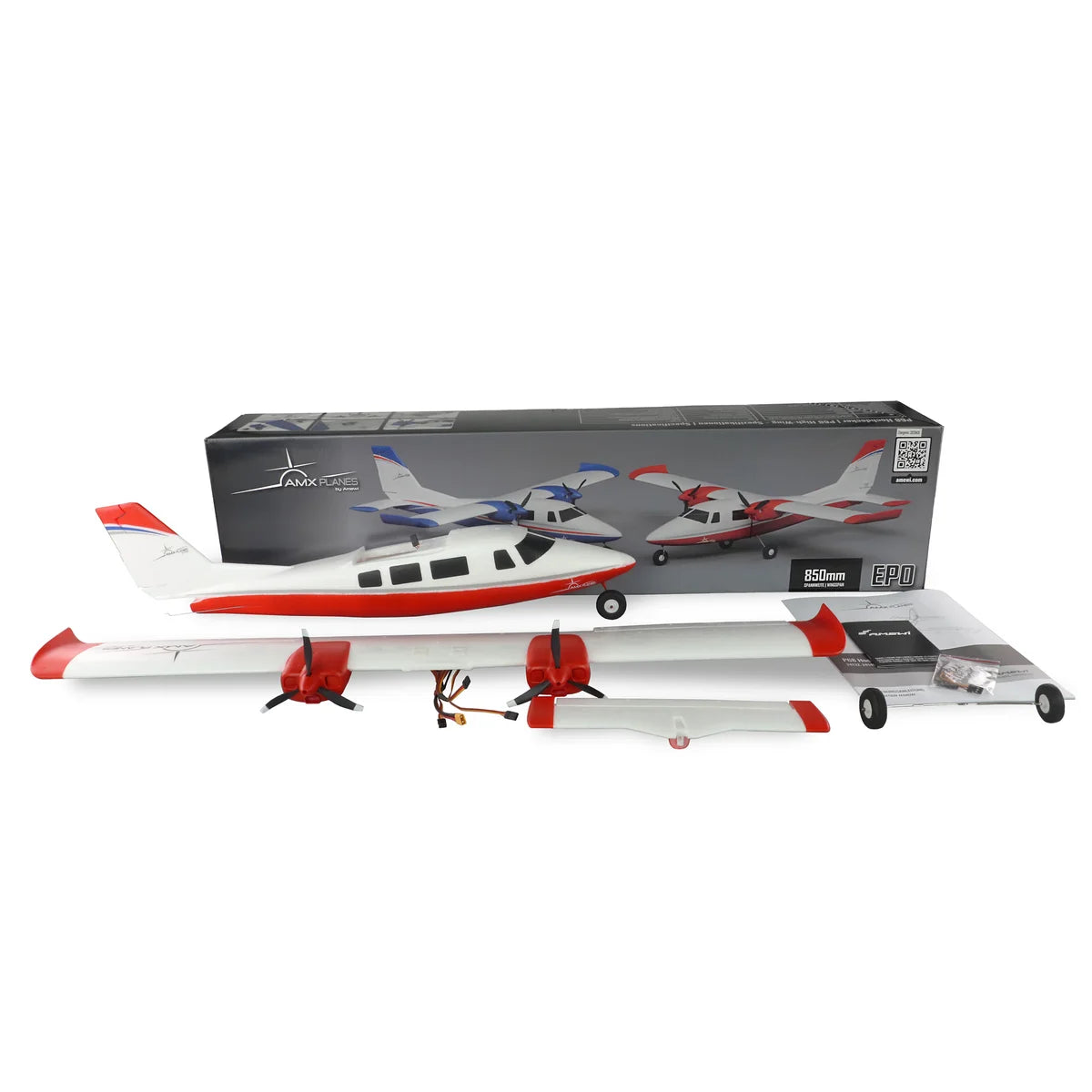 Amewi AMXPlanes P68 Hochdecker 850mm Rot 24132 Flugzeug PNP – Lieferumfang und Zubehör