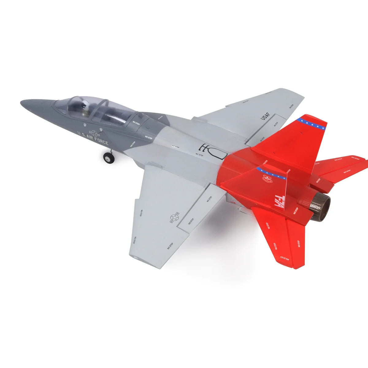 Amewi AMXPlanes T-7A Jet EPO 24120 Flugzeug PNP – Draufsicht Modellflugzeug mit roten Leitwerken von oben