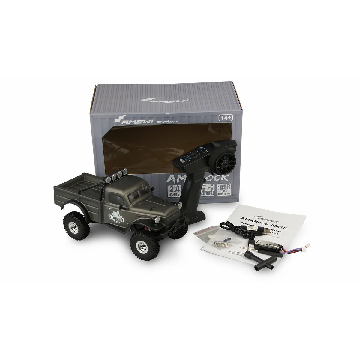 Amewi AMXRock AM18 Harvest Scale Crawler grau 22522 im Maßstab 1:18 Crawler RTR – Lieferumfang und Zubehör