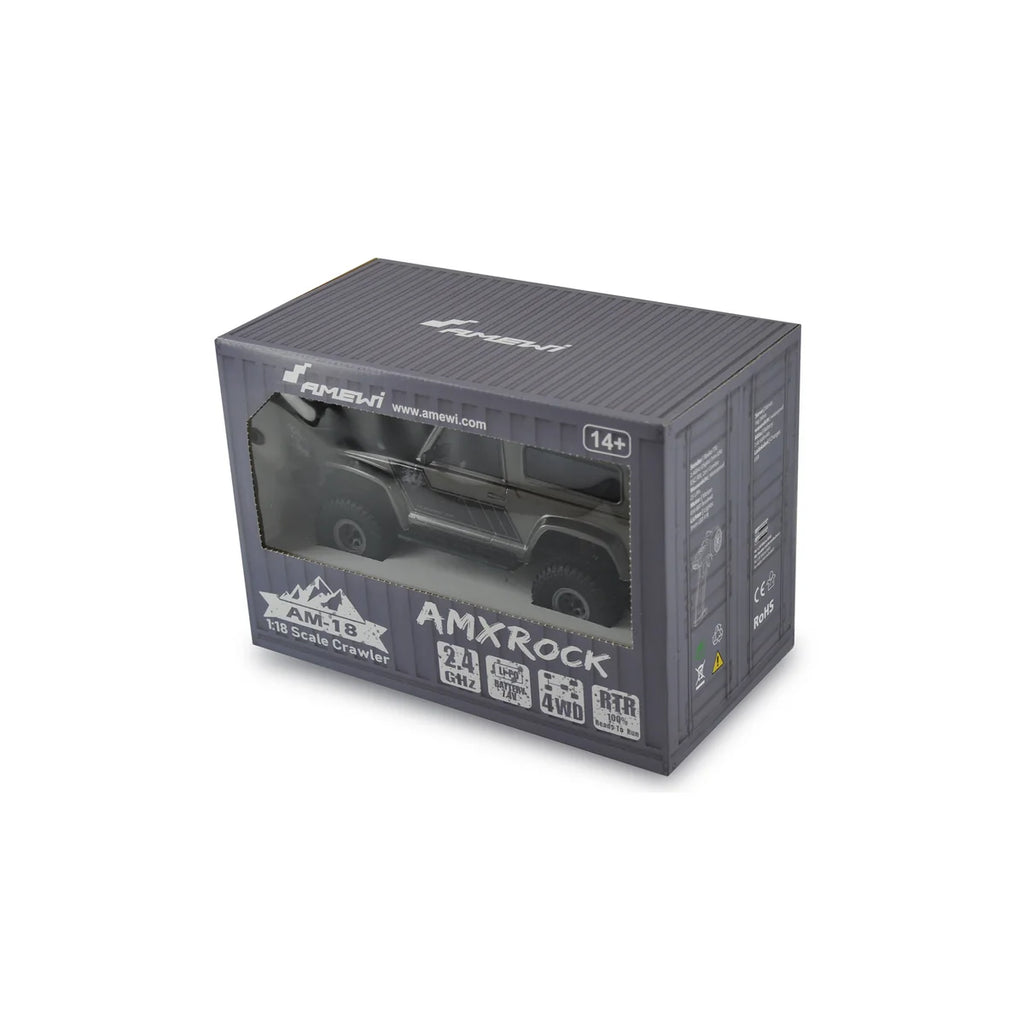 Amewi AMXRock AM18 Scale Crawler Geländewagen grau 22421 im Maßstab 1:18 Crawler RTR – Verpackung