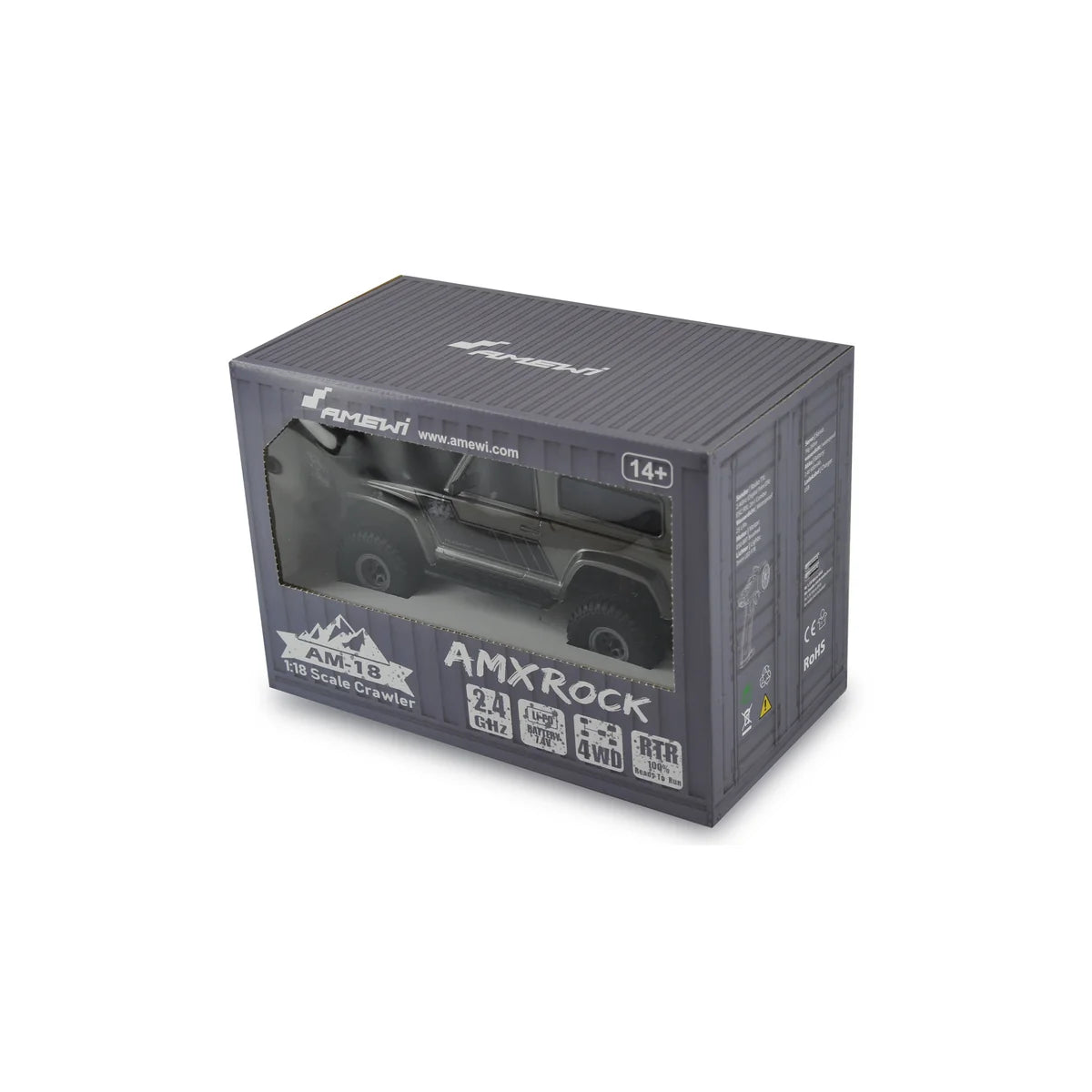 Amewi AMXRock AM18 Scale Crawler Geländewagen grau 22421 im Maßstab 1:18 Crawler RTR – Verpackung