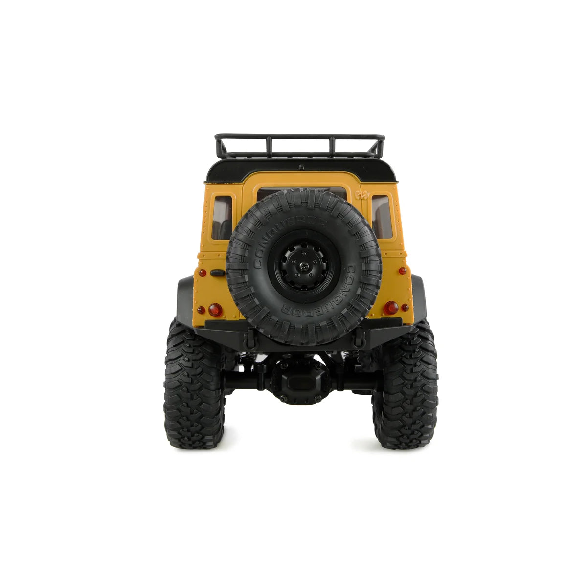 Amewi AMXRock Mini-D90 Scale Crawler 4WD Gelb 22724 im Maßstab 1:16 Crawler RTR – Rückansicht