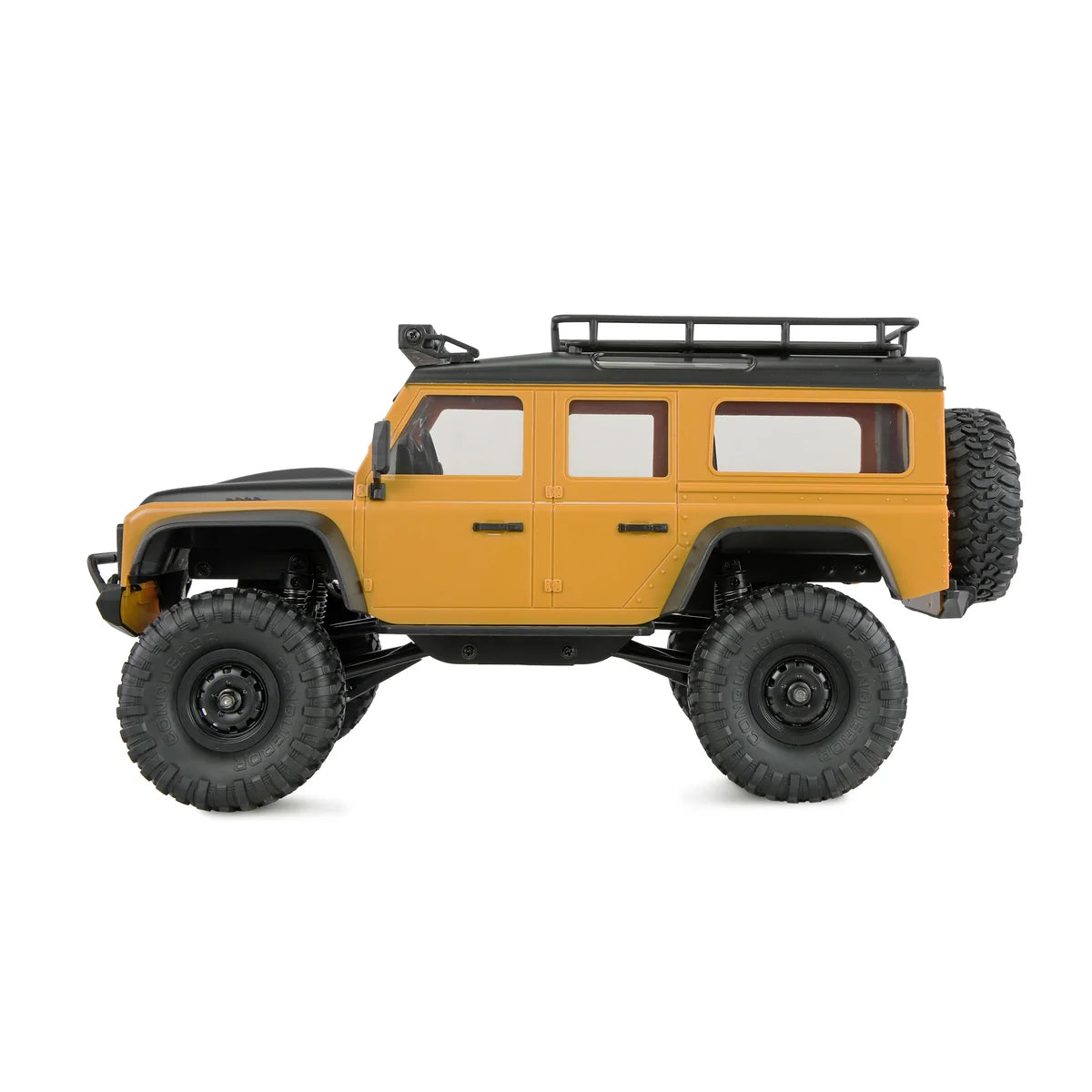 Amewi AMXRock Mini-D90 Scale Crawler 4WD Gelb 22724 im Maßstab 1:16 Crawler RTR – Seitenansicht