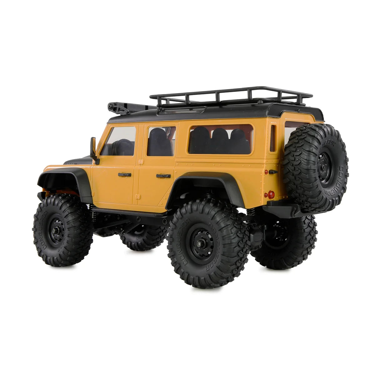 Amewi AMXRock Mini-D90 Scale Crawler 4WD Gelb 22724 im Maßstab 1:16 Crawler RTR – Seitenansicht