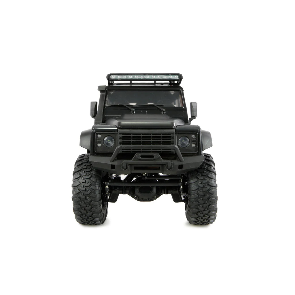 Amewi AMXRock Mini-D90 Scale Crawler 4WD Schwarz 22725 im Maßstab 1:16 Crawler RTR – Frontansicht