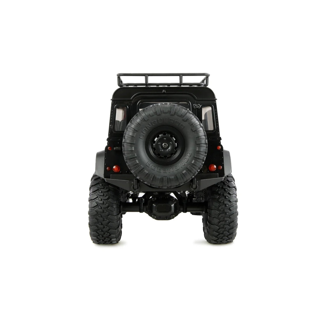Amewi AMXRock Mini-D90 Scale Crawler 4WD Schwarz 22725 im Maßstab 1:16 Crawler RTR – Rückansicht