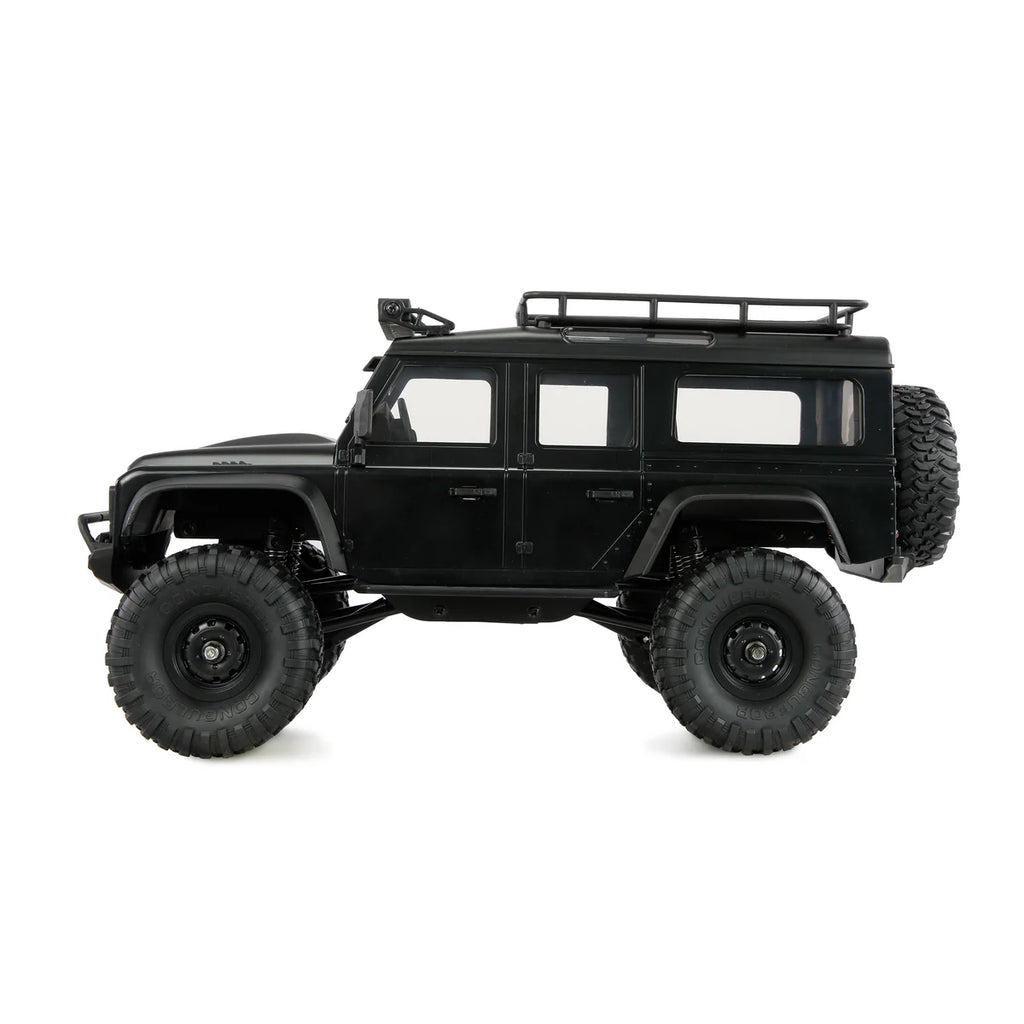 Amewi AMXRock Mini-D90 Scale Crawler 4WD Schwarz 22725 im Maßstab 1:16 Crawler RTR – Seitenansicht
