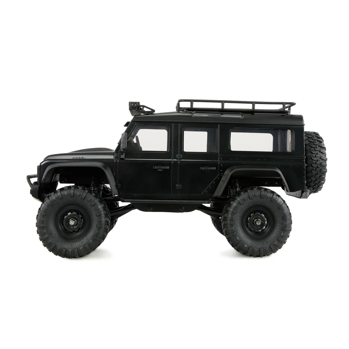 Amewi AMXRock Mini-D90 Scale Crawler 4WD Schwarz 22725 im Maßstab 1:16 Crawler RTR – Seitenansicht