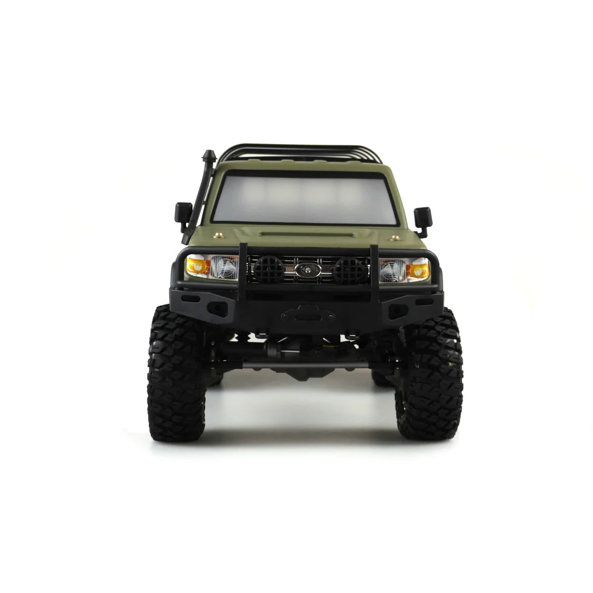 Amewi AMXRock RCX10BS Scale Crawler Pick-up mattgrün 22460 im Maßstab 1:10 Crawler RTR – Frontansicht