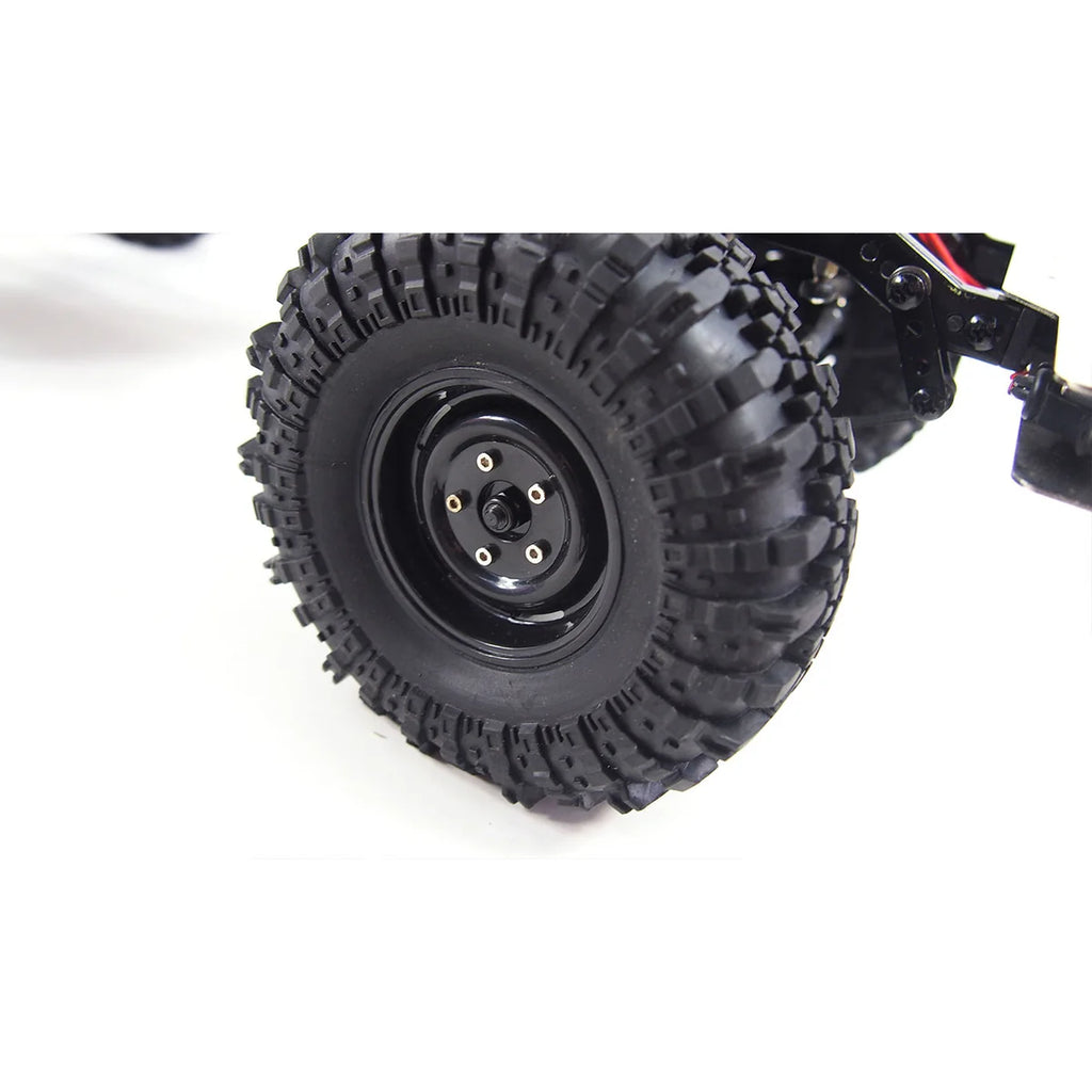 Amewi AMXRock WY1044 Crawler 4x4 22336 im Maßstab 1:10 Crawler RTR – Detailansicht mit Rad, Reifen und Radaufhängung
