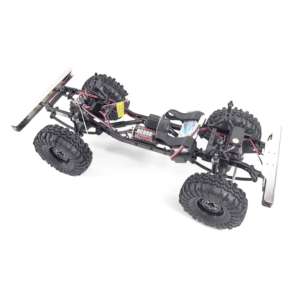 Amewi AMXRock WY1044 Crawler 4x4 22336 im Maßstab 1:10 Crawler RTR – Draufsicht mit vier Reifen und Chassis von oben