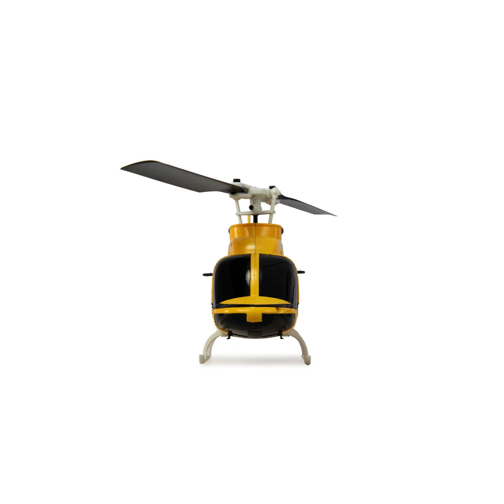 Amewi Bell 206 Jet Ranger Helikopter 4-Kanal 6G 25358 Helikopter RTF – Frontansicht gelb-schwarzer Hubschrauber von vorn