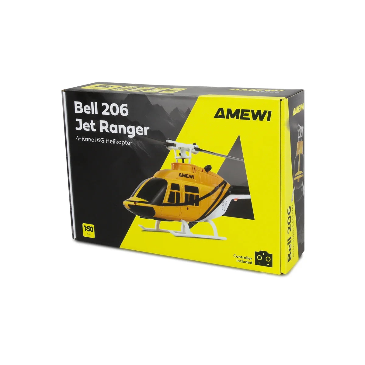 Amewi Bell 206 Jet Ranger Helikopter 4-Kanal 6G 25358 Helikopter RTF – Verpackung