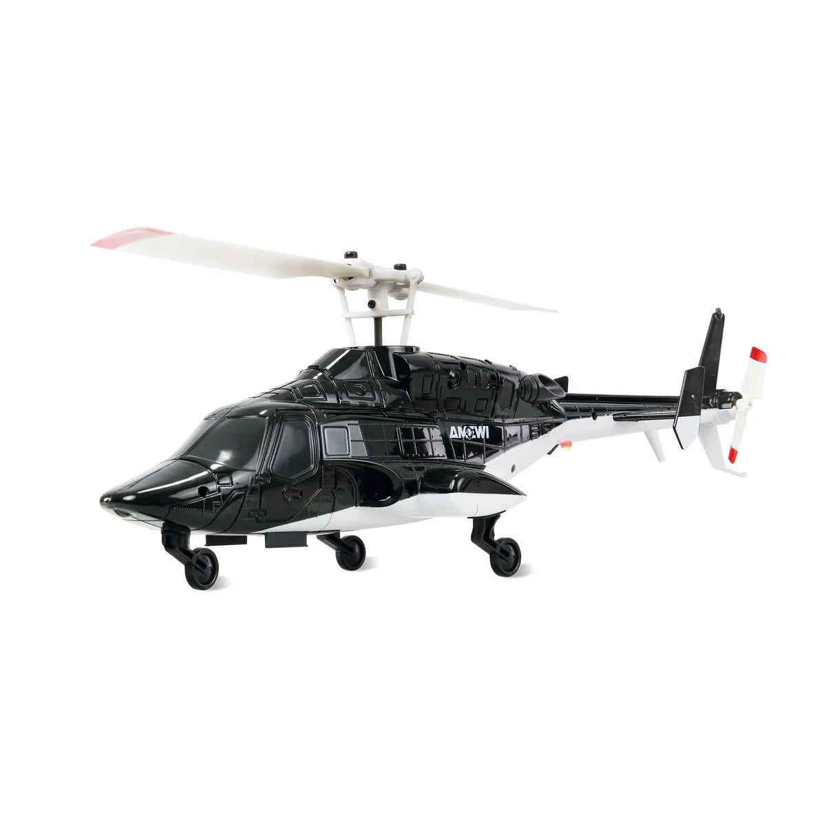 Amewi Bell 222 Airwolf Helikopter 4-Kanal 6G 25355 Helikopter RTF – Seitenansicht mit Rotorblättern und Fahrwerk