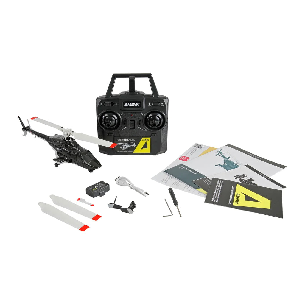 Amewi Bell 222 Airwolf Helikopter 4-Kanal 6G 25355 Helikopter RTF – Lieferumfang und Zubehör