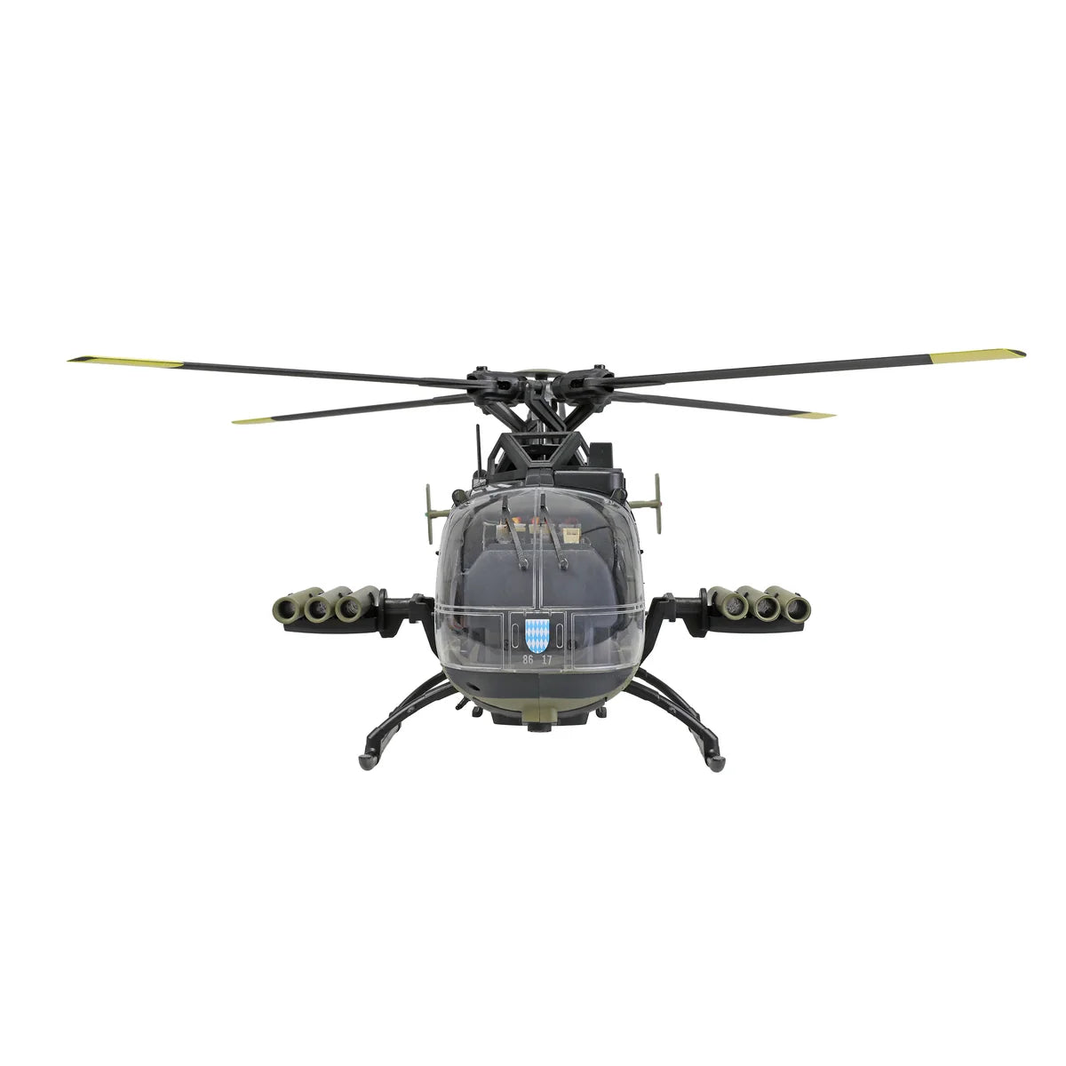 Amewi Bo105 Helikopter Bundeswehr brushless 6-Kanal 3D/6G 25378 Helikopter RTF – Draufsicht